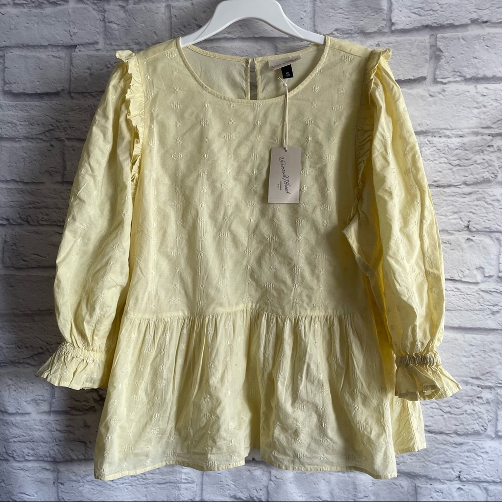NEW WITH TAGS UNIVERSAL THREAD YELLOW RUFFLE TRIM BLOUSE SHIRT XXL